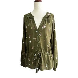Mi Ami Green Floral Blouse Women's Size Medium | 55-21